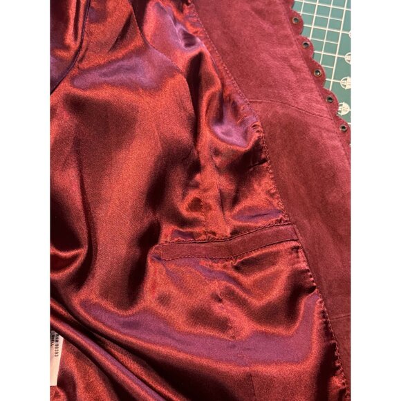 Pamela McCoy 2X Burgundy Leather Jacket With Studded Embellishments & Satin Lini - Picture 8 of 8